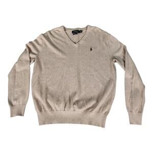 Polo Ralph Lauren Sweater Men's Tan V Neck Pima Cotton Pullover Small S